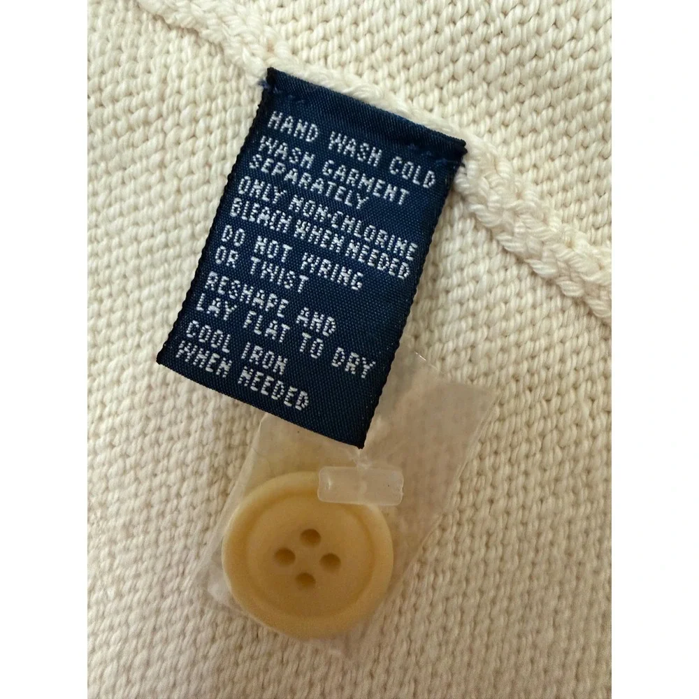 Polo Ralph Lauren Cardigan Mens Large Cream Cotton Blend NWT